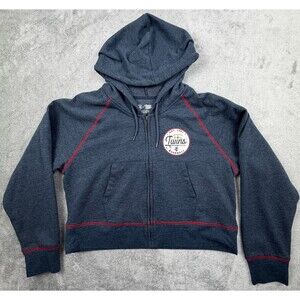 Minnesota Twins Women’s Full Zip Hoodie Blue Red Stitch MLB Genuine L